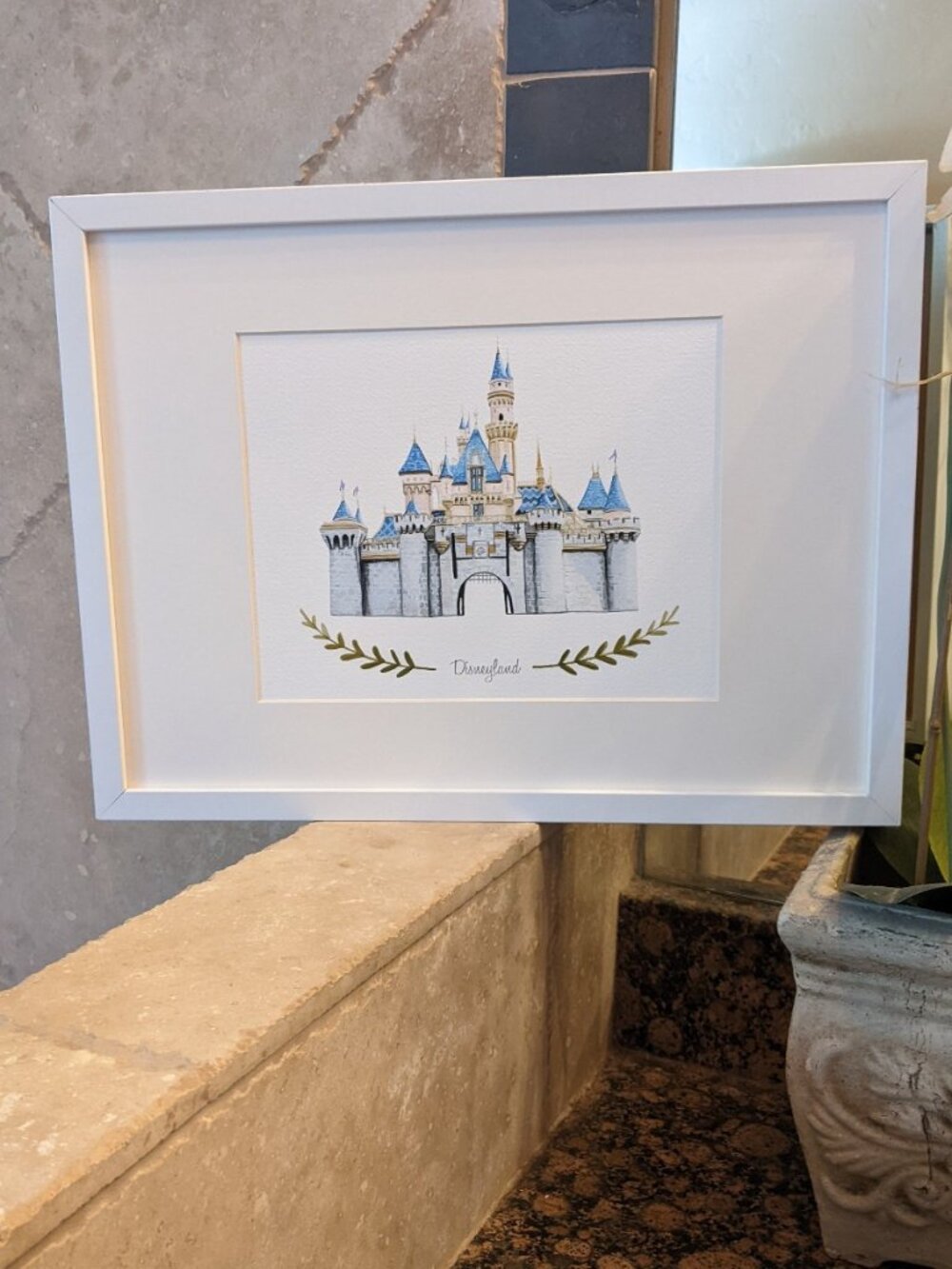 Heather Mettra Art Disneyland Sleeping Beauty Castle original illustration frame
